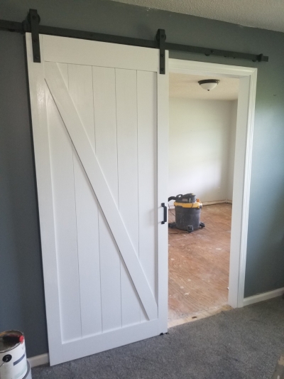 Sliding door as part of a bedroom remodel.