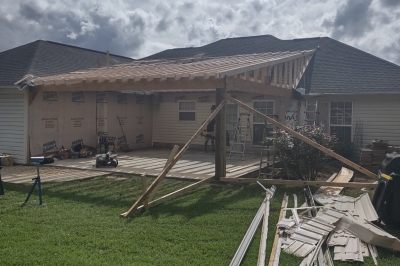 Initial framing of sunroom installation