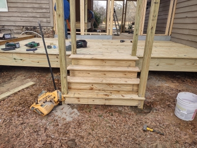 Wooden stair installation project.