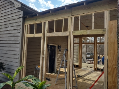 Framing for new door installation.